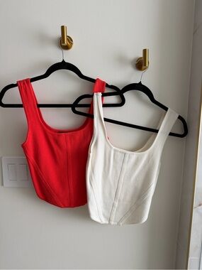 House of Harlow 1960 Scoop Neck Cropped Tank - Orange and White available.